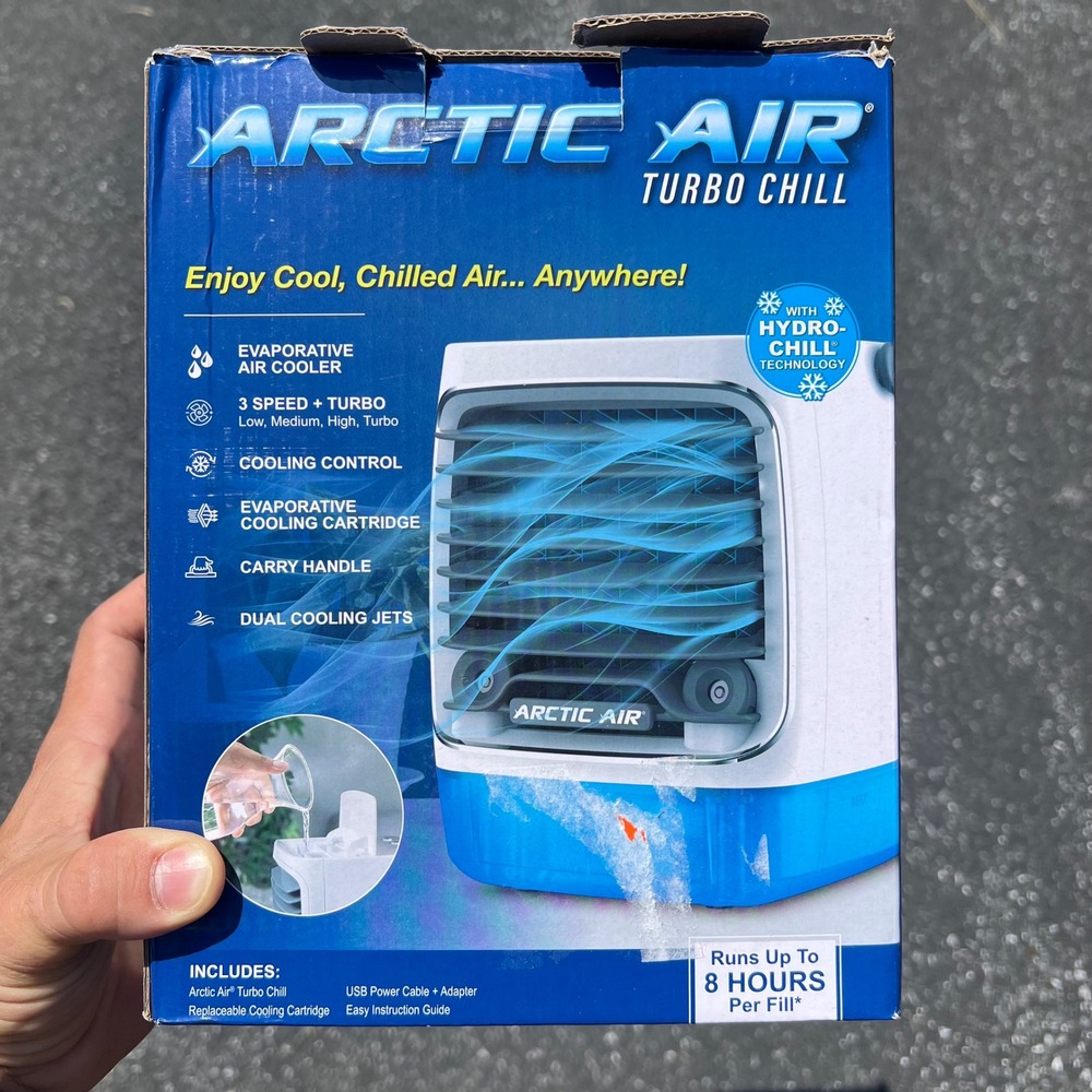 Arctic Air Turbo Chill‎ Personal Evaporative Air Cooler White Blue New Open Box